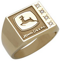 Yellow Gold Rectangle Signet Style Ring w/ Custom Detail